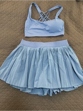 lululemon athletica Light Blue Athletic Bra and Pleated Skirt Set